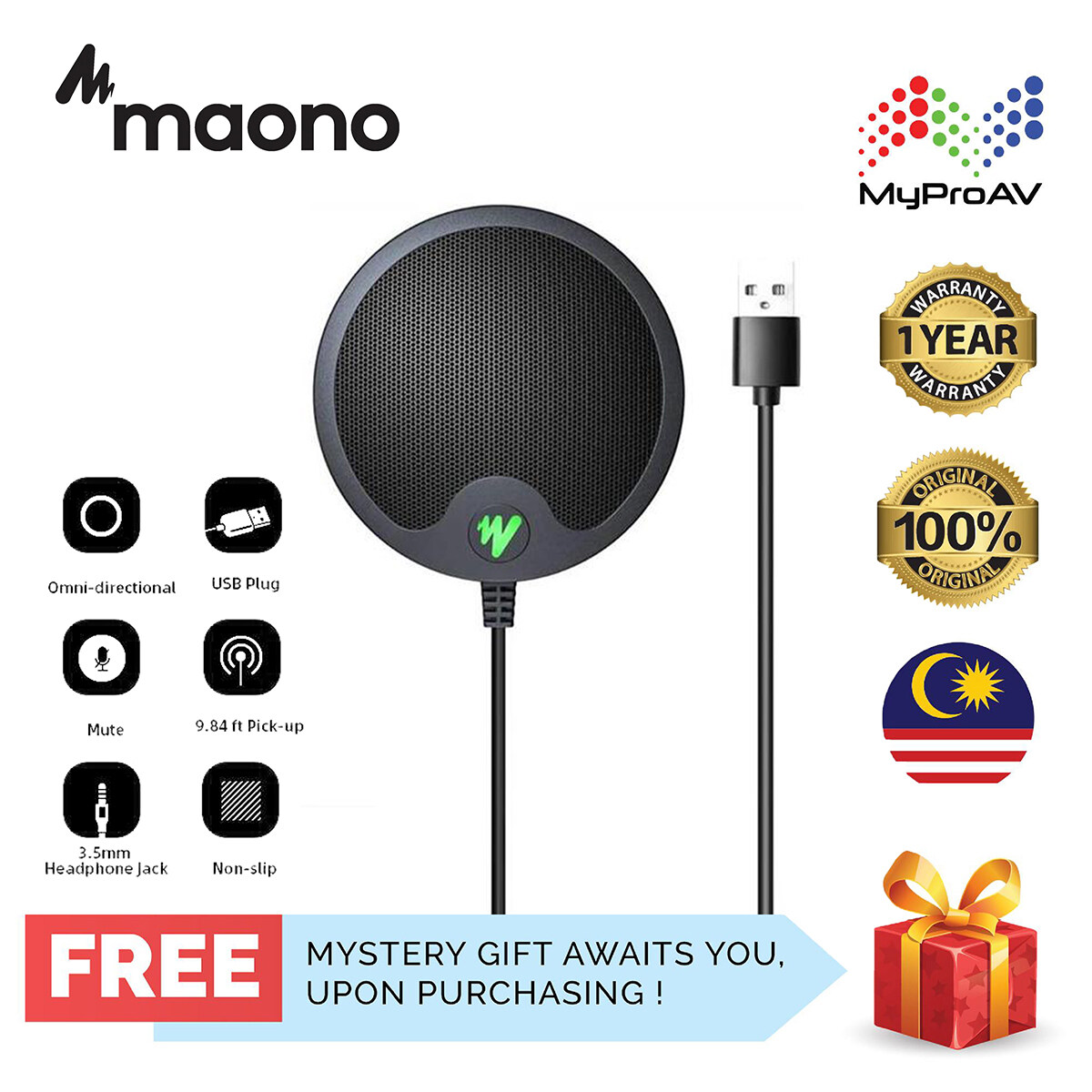 MAONO AU-BM10 USB Conference Microphone Metal Boundary Desktop Mic
