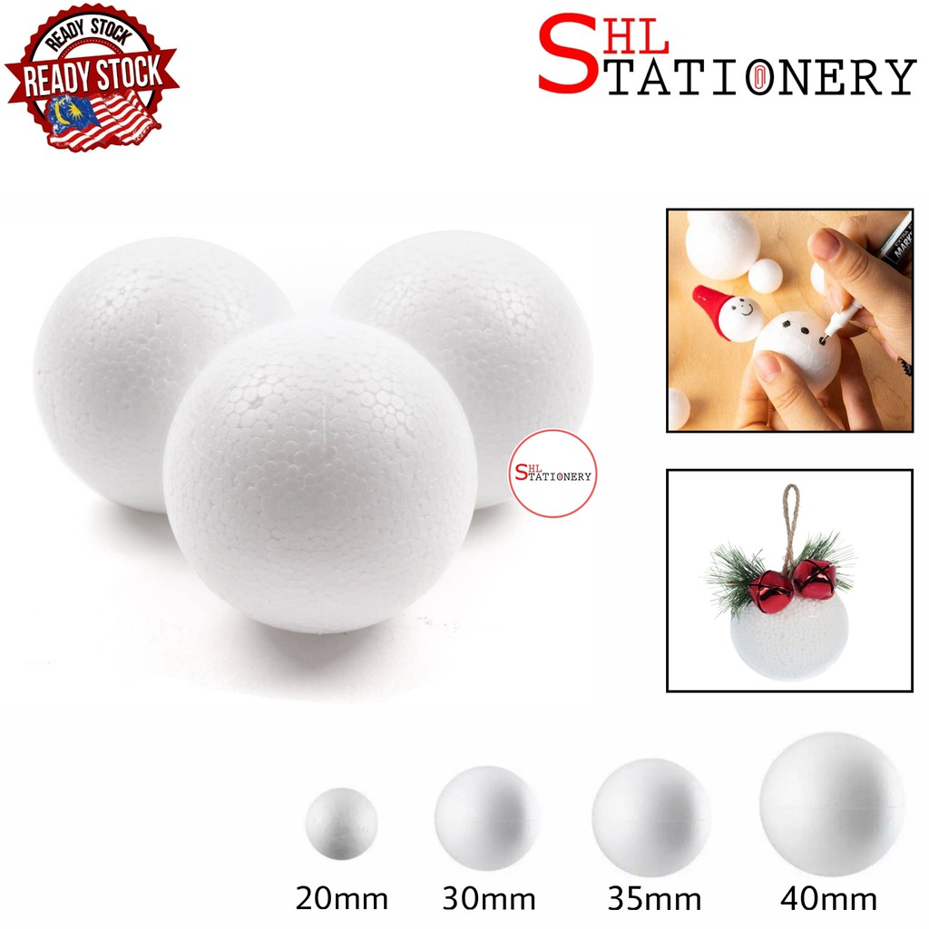 DIY Round Modelling White Polystyrene Ball / Polyfoam / Styrofoam / Foam Balls Craft Balls Christmas Decoration 保丽龙装饰球