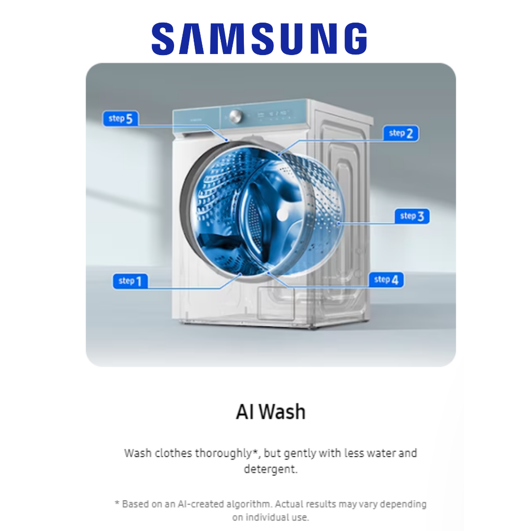 Samsung (Ready Stock) BESPOKE AI Front Load Washer Dryer 13kg/8KG WD-13BB944DGBFQ - Samsung Warranty Malaysia