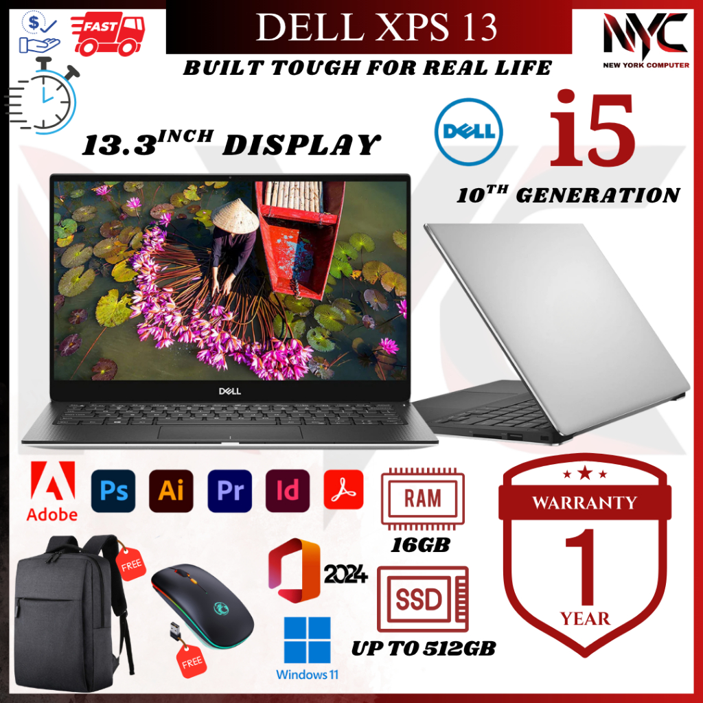 Dell XPS 13 i5/i7 5th/7th/8th/10th Gen 8GB RAM 512GB SSD