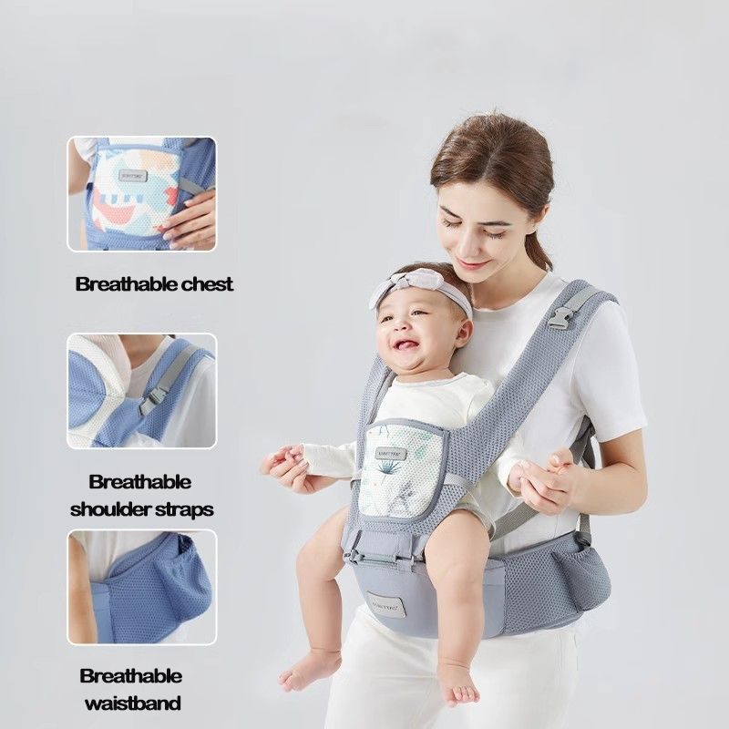 Beige Newborn Baby Carrier Infant Comfortable Breathable Multifunctional Sling Backpack Backpack Hip Seat Carrier 婴儿背带