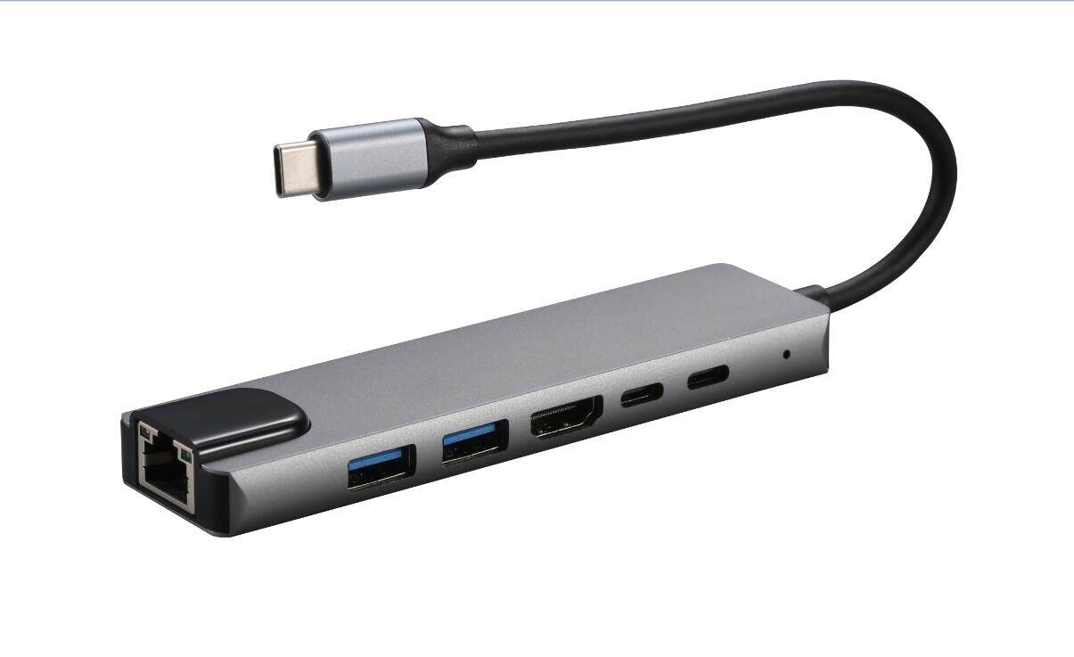 USB C Hub 6 in 1 USB C Hub Adapter to 4K HDMI 2 USB 3.0 Ports 1 NIC Port