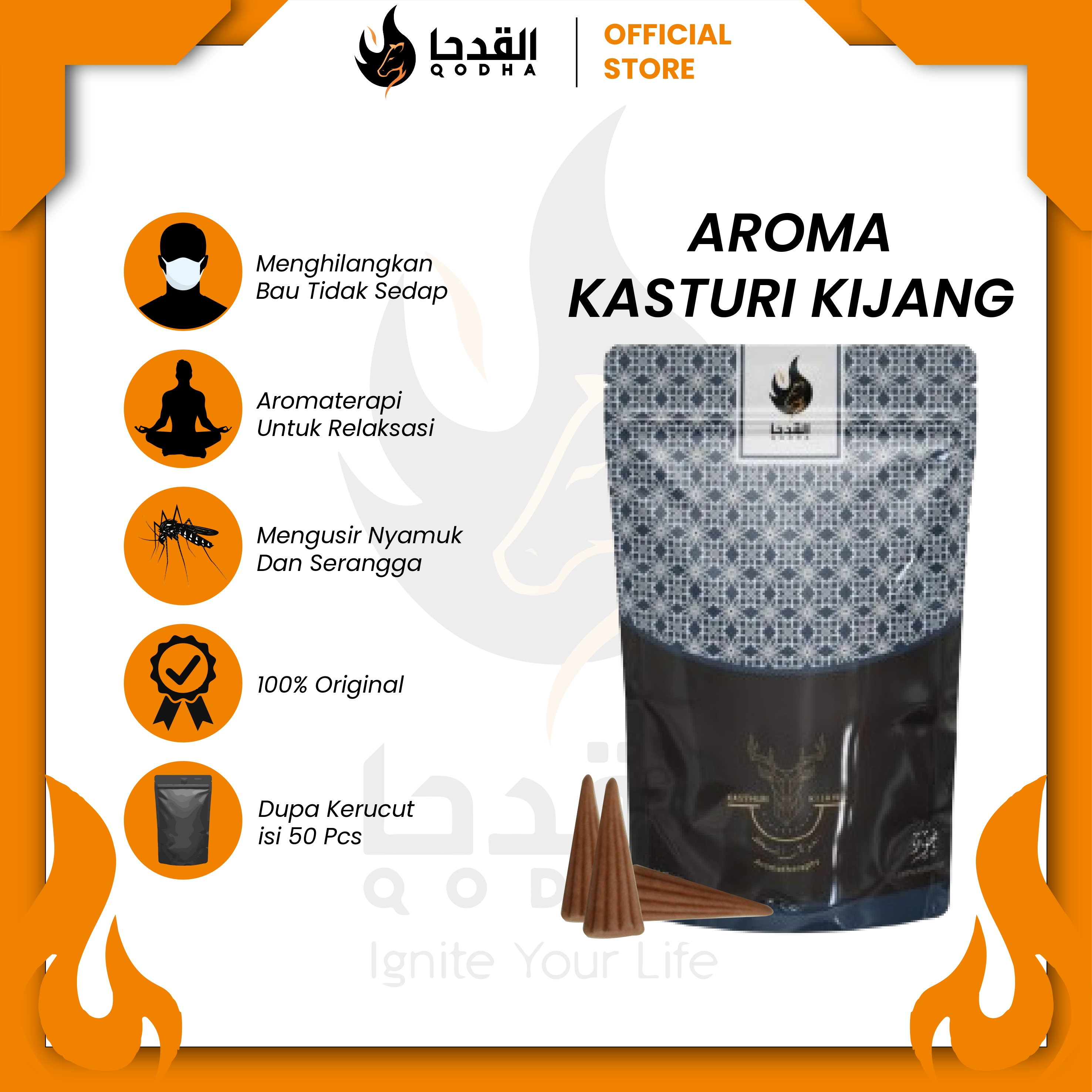 Qodha Bukhur Tanpa Arang 50pcs in 1 pek Aromatherapy 50 Pcs in 1 pack
