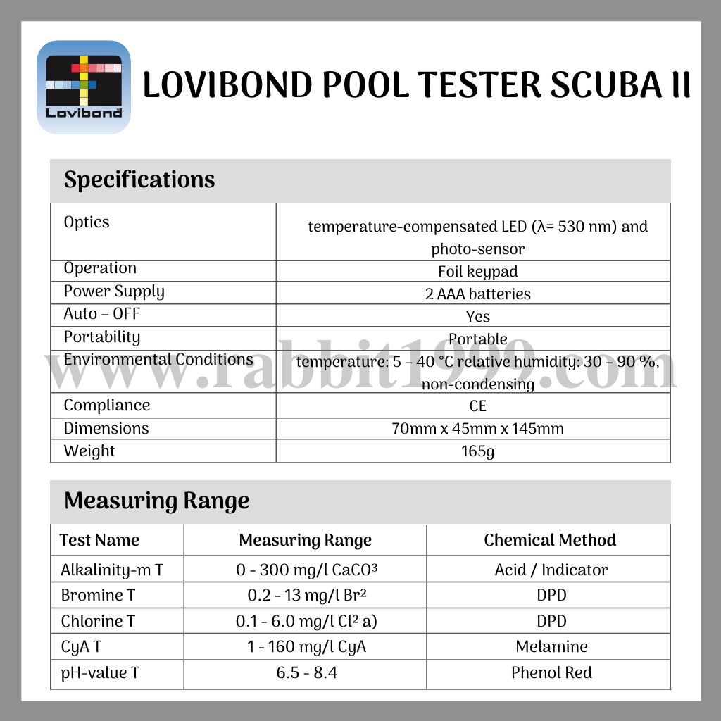 LOVIBOND POOL TESTER SCUBA II - Swimming Pool Electronic Pool tester Scuba II (CI pH CyA Alk + Br) (1 set) / pool test