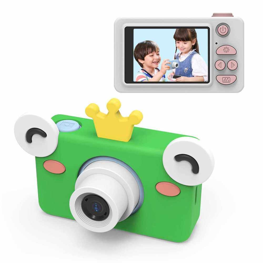 C1 Kids Selfie Camera 32MP Digital Video Cameras for Kids 2 inches IPS Screen with Face Recognition Cartoon Protecive Case 32G TF Card Gifts for Girls Boys (Green)