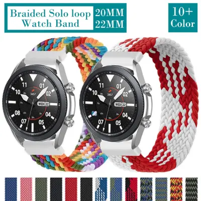New Design 20MM 22MM Braided Solo Loop Strap for Samsung Galaxy Watch 42MM 46MM Watch 3 41mm 45mm Active2/Gear S3 Wristband for Huawei Watch GT2/GT2E/GT Pro