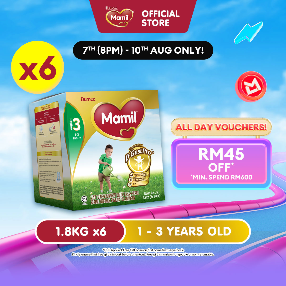 Mamil Step 3 Growing Up Milk Formula 1 - 3 years 1.8kg x 6