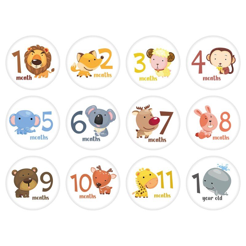 12pcs Baby Monthly Milestone Stickers Cards 0-12 Months Records Birthday Gift Best Buy