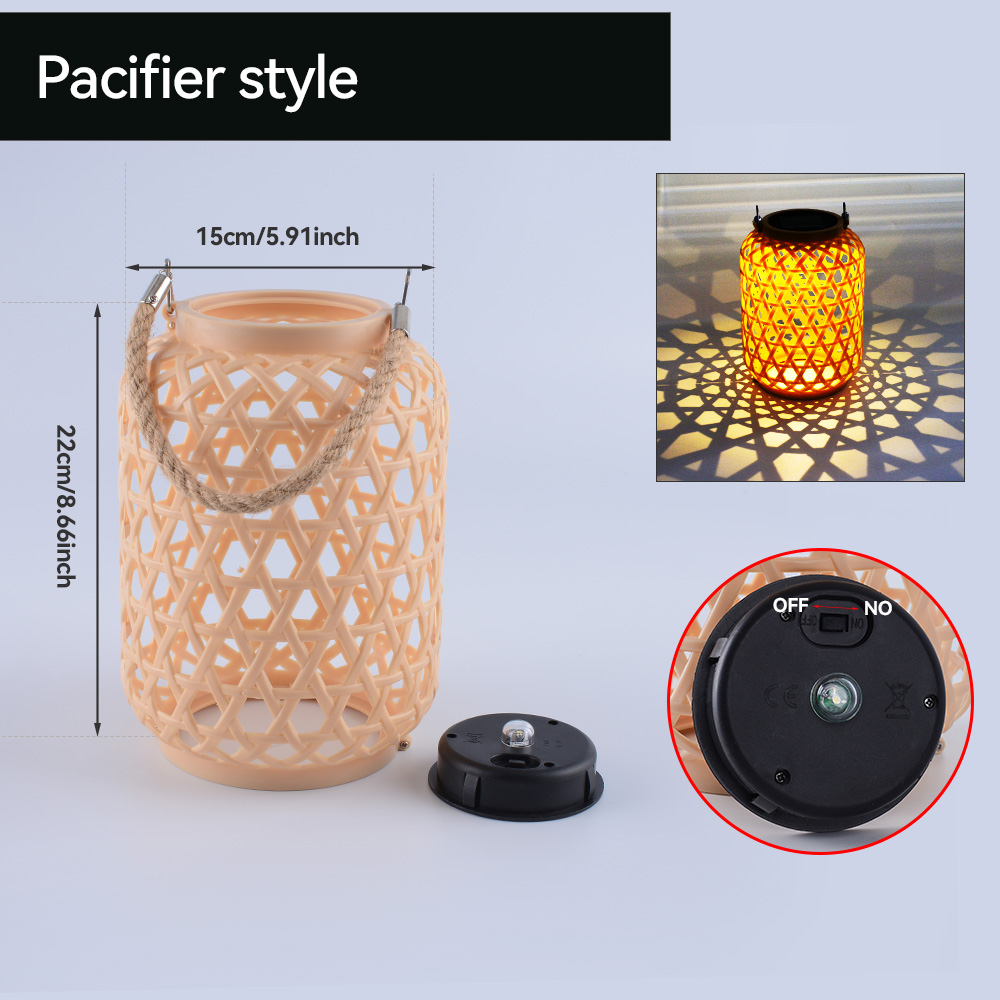 DingDian LED Solar Bamboo Lantern Outdoor Hanging Light with Warm Yellow Light Rechargeable Garden Patio Decoration