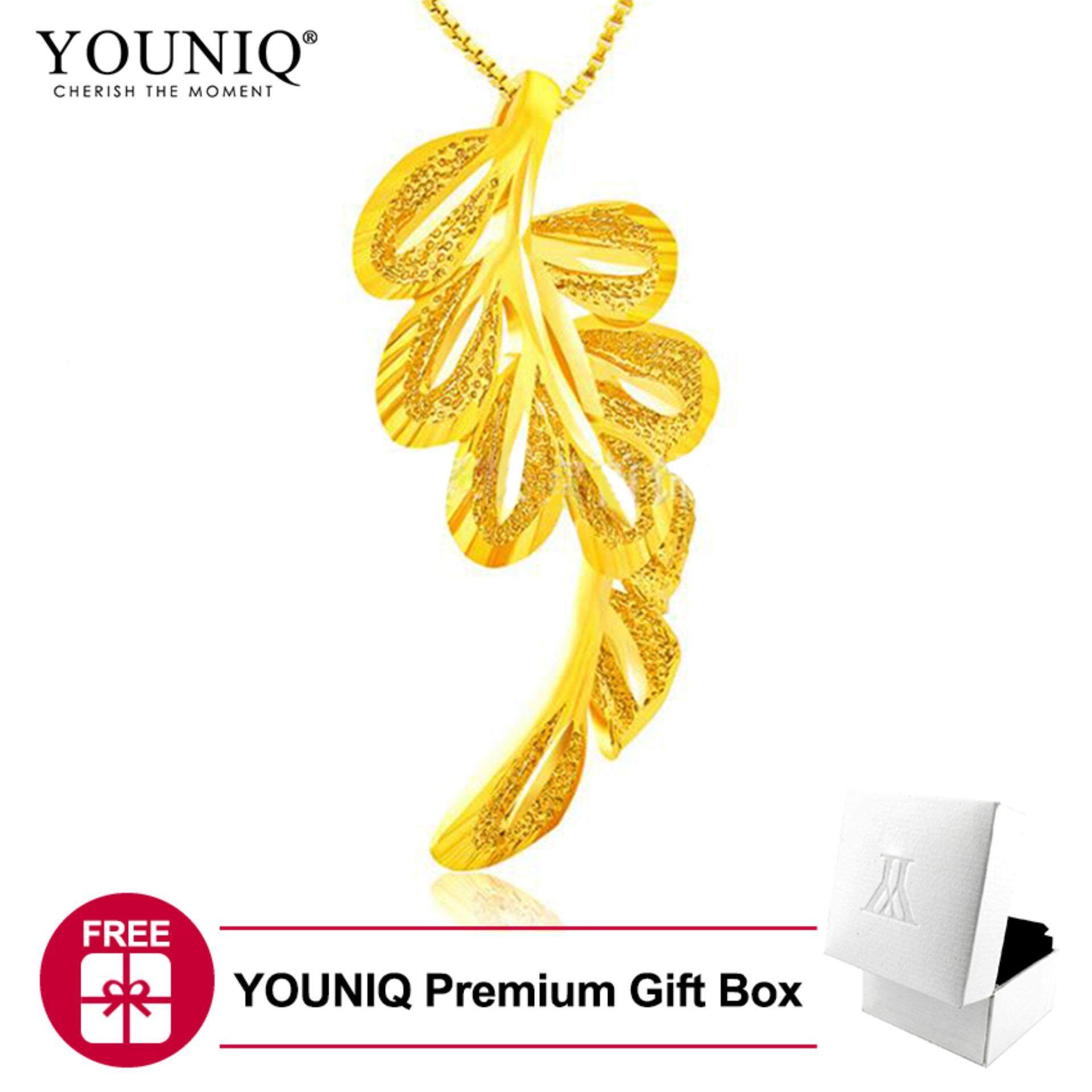 YOUNIQ Premium Leaves 24K Gold Plated Pendant Necklace