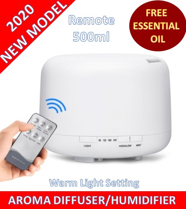 ⭐[TIME SALE] 500ML WHITE DIFFUSER Humidifier Ultrasonic Aroma Diffuser / Essential Oil Diffuser Quite Warm Light/ 7 Different Light