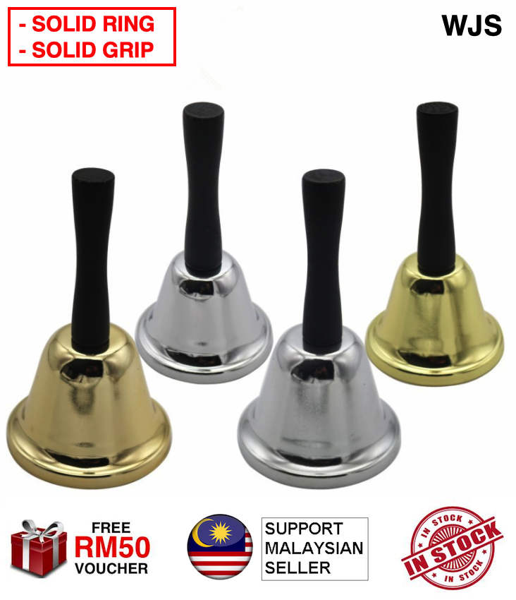 (SOLID RING & GRIP) WJS Anti Rust Heavy Metal Hand Held Bells Handheld Bell Ordering Bell Jingle