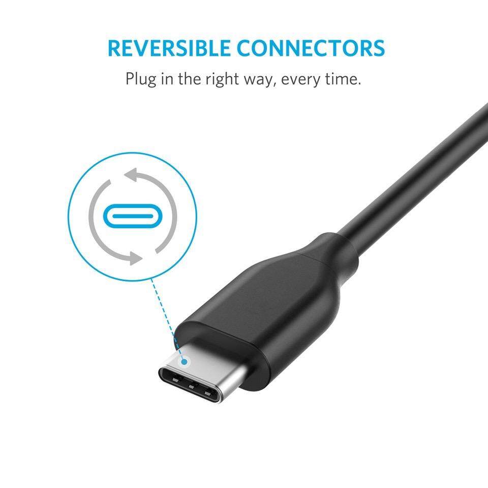 Anker A8163 PowerLine 0.9m 3ft USB-C to USB 3.0 PowerLine Cable with 56k Ohm Pull-up Resistant
