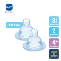 MAM Teats For 4+ Months SkinSoft Silicone Nipples for Baby Bottles - (Size 3) Fast Flow (Pack of 2)