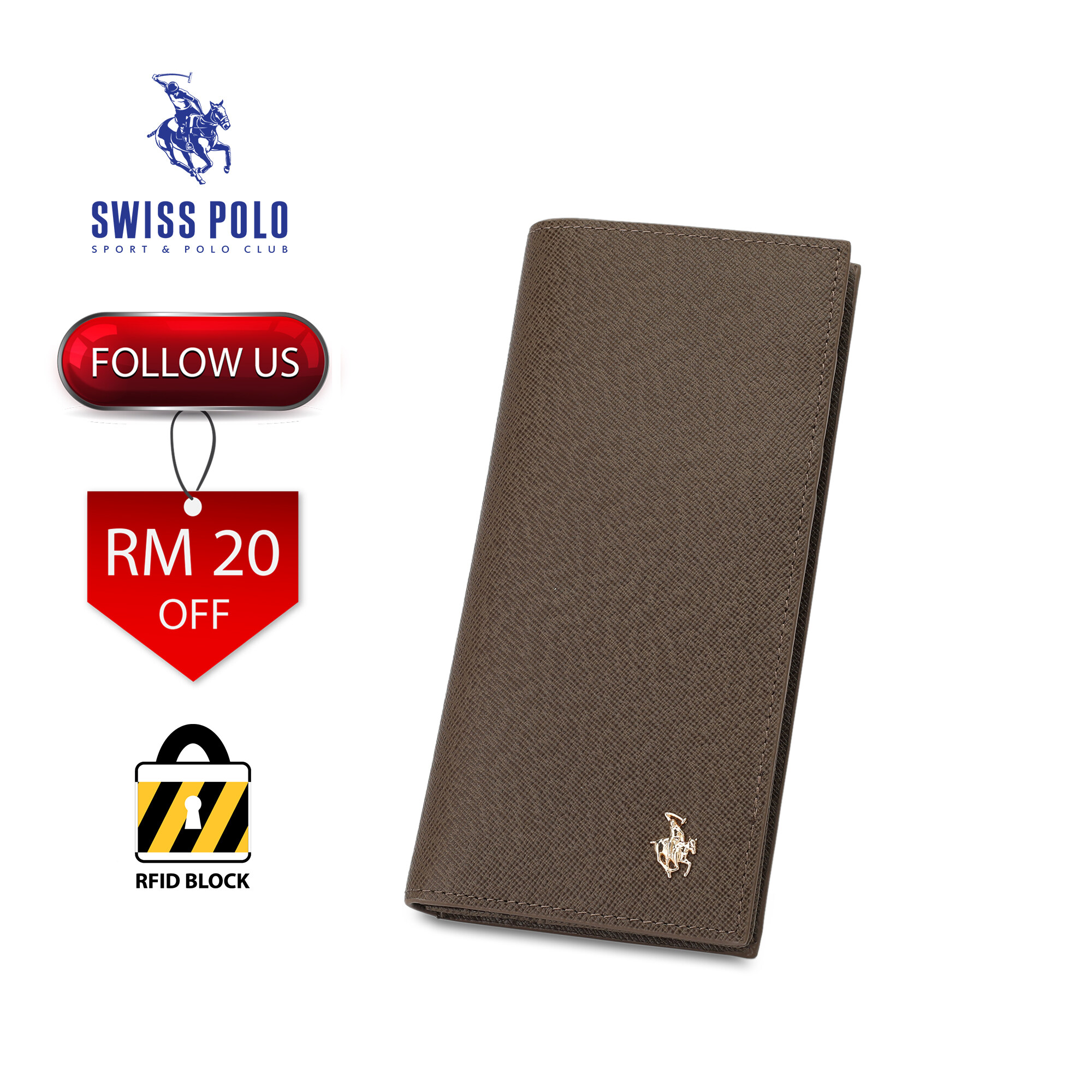 SWISS POLO Genuine Leather RFID Long Wallet SW 155-1 BLACK