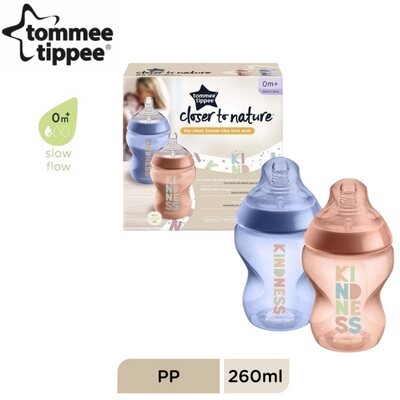 Tommee Tippee Closer To Nature 9oz/260ml Kindness Bottle Twin Pack