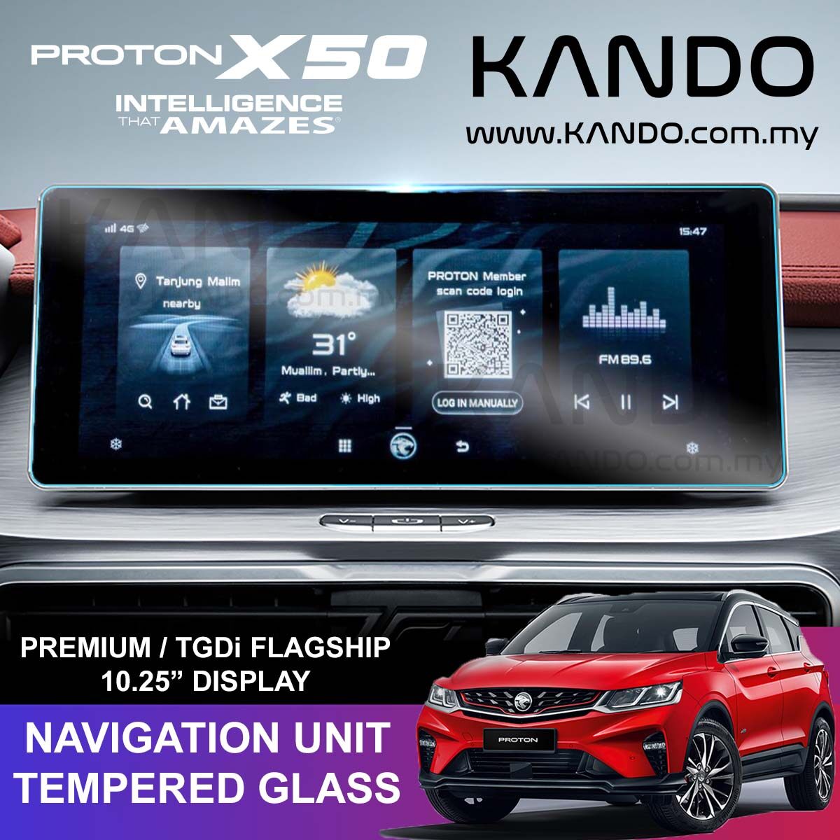 Proton X50 10.25\'+String.fromCharCode(34)+\' Head Unit Screen Infotainment Tempered Glass Protector PROTON X50 Premium PROTON X50 Flagship Navigation X-50 Tempered Glass Protector Infotainment Tempered Glass X50 Screen Tempered Glass X50 Glass