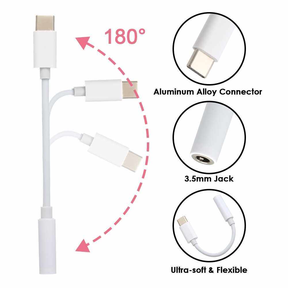 USB C to 3.5mm Headphone Jack Adapter with Digital Audio Cable Type C Jack Adapter for HUAWEI XIAOMI OPPO SAMSUNG (Standard)