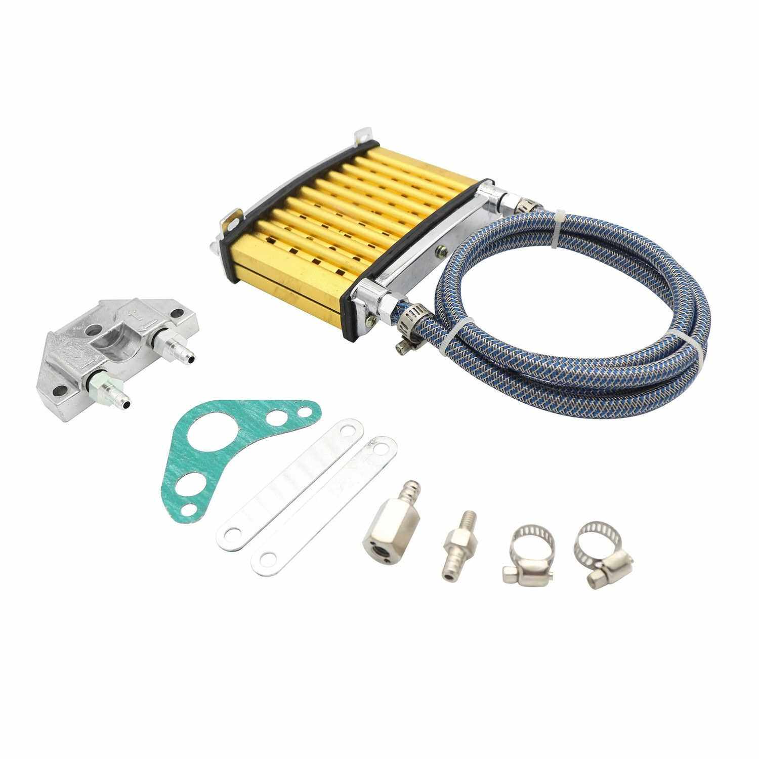 Universal Motorcycle Engine Oil Cooler Cooling Radiator For 50cc 70cc 90cc 110cc 125cc Dirt Pit Bike ATV (Yellow)