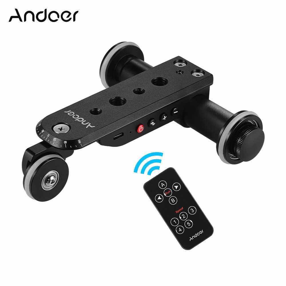 Andoer PPL-06S Pro Auto Dolly Motorized Video Slider Skater 5 Speeds Adjustable Aluminum Alloy Max. Load 4kg with USB Rechargeable Battery 2.4G Remote Control Phone Holder for iPhone X/8/7/7plus/6 for Samsung Huawei Smartphone for GoPro Hero 7/6/5 Action