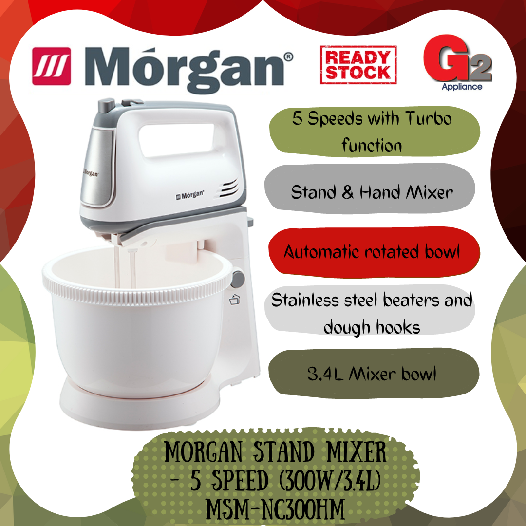 Morgan Stand Mixer - 5 Speed (300W/3.4L) MSM-NC300HM [READY STOCK]