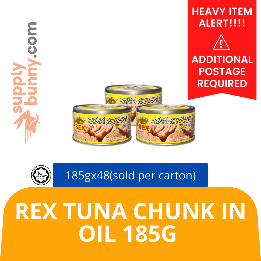 REX TUNA CHUNKS IN OIL 185GX48TIN (sold per carton) Tuna Ketulan 金枪鱼块