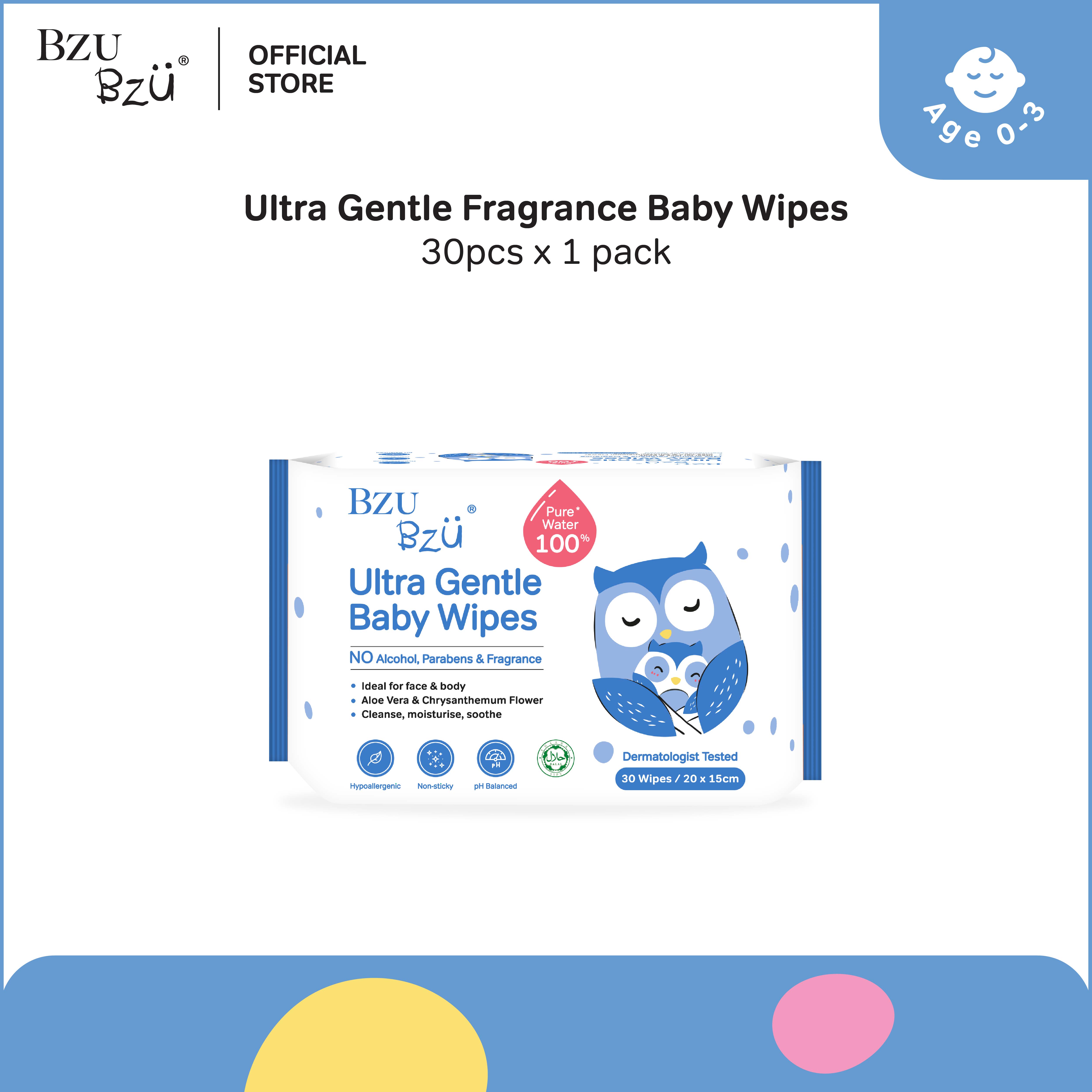 BZU BZU Ultra Gentle Fragrance Free Baby Wet Wipes (30 pcs) [Exp: Year 2028]
