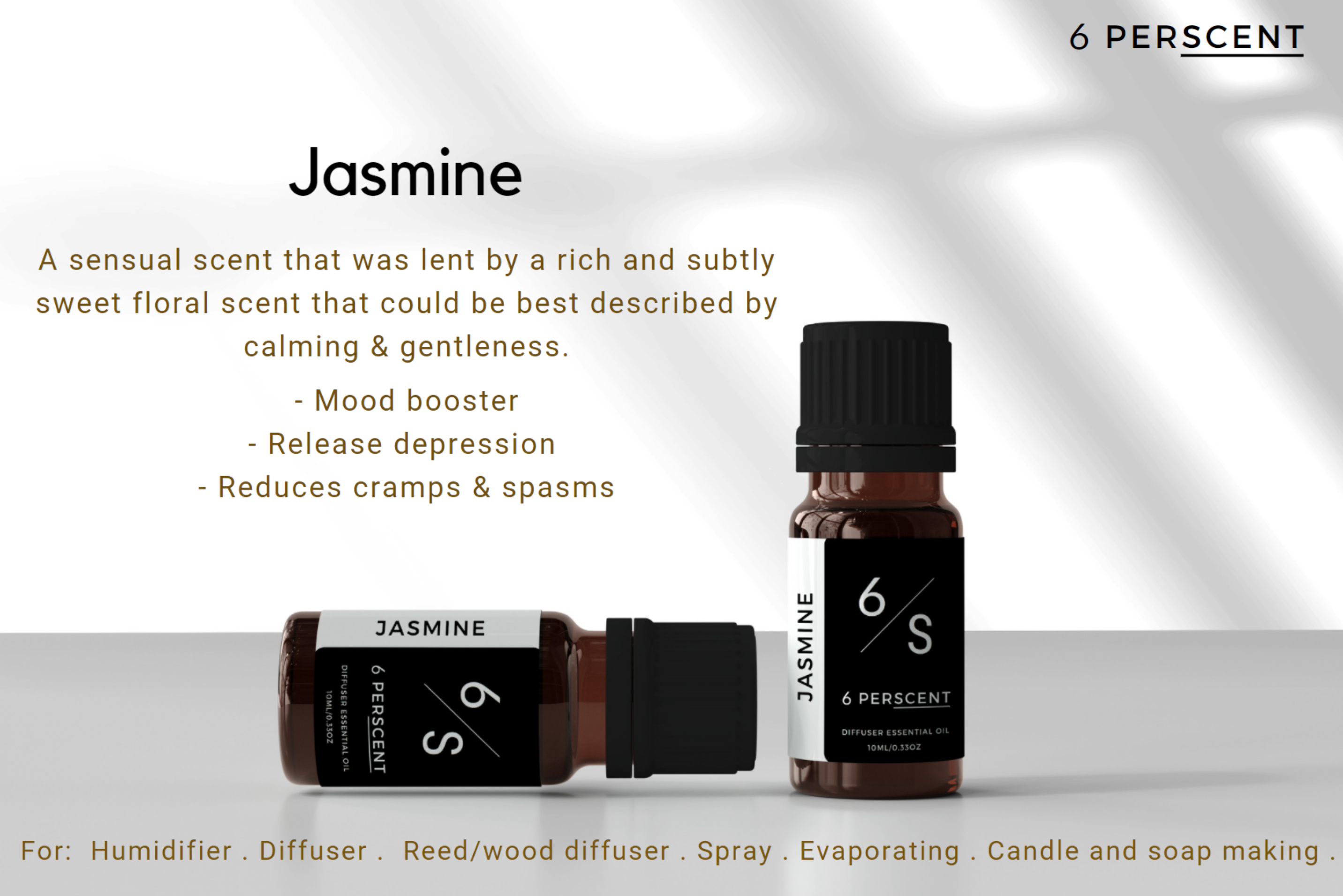 6 perscents permium diffuser essential oil (10ml/0.3oz with dripper cap)