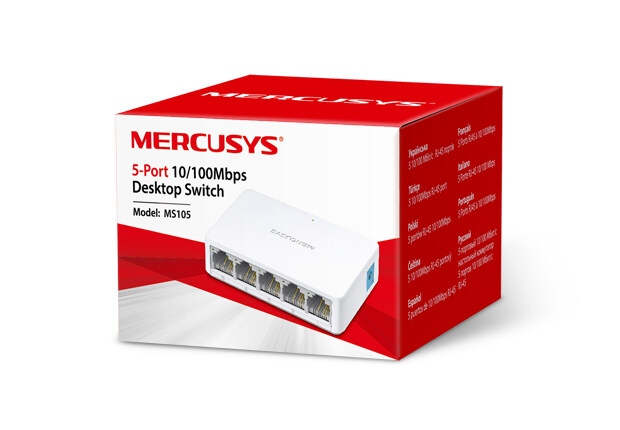Mercusys 5-Port 10/100Mbps Desktop Network Ethernet LAN Switch MS105 (Powered by TP-Link) TP Link