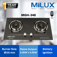 [OCT SALE] MILUX 2 Burner Tempered Glass Built-In Hob Gas Cooker Stove MGH-348 Dapur Gas
