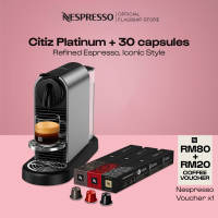 Nespresso CitiZ Platinum Coffee Capsule Machine + 30 Original Capsules (1‑Month Supply) | Premium Elegant Metal Design | High‑Performance Espresso for Everyday Coffee