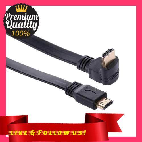 People\'s Choice HD Cable HD Male to 90 Degree Right Angle HD Male High Speed 4K 3D Gold-plated Connectors Support 1080P for PC Laptop Projector TV DVD 30cm/11.81in (1)