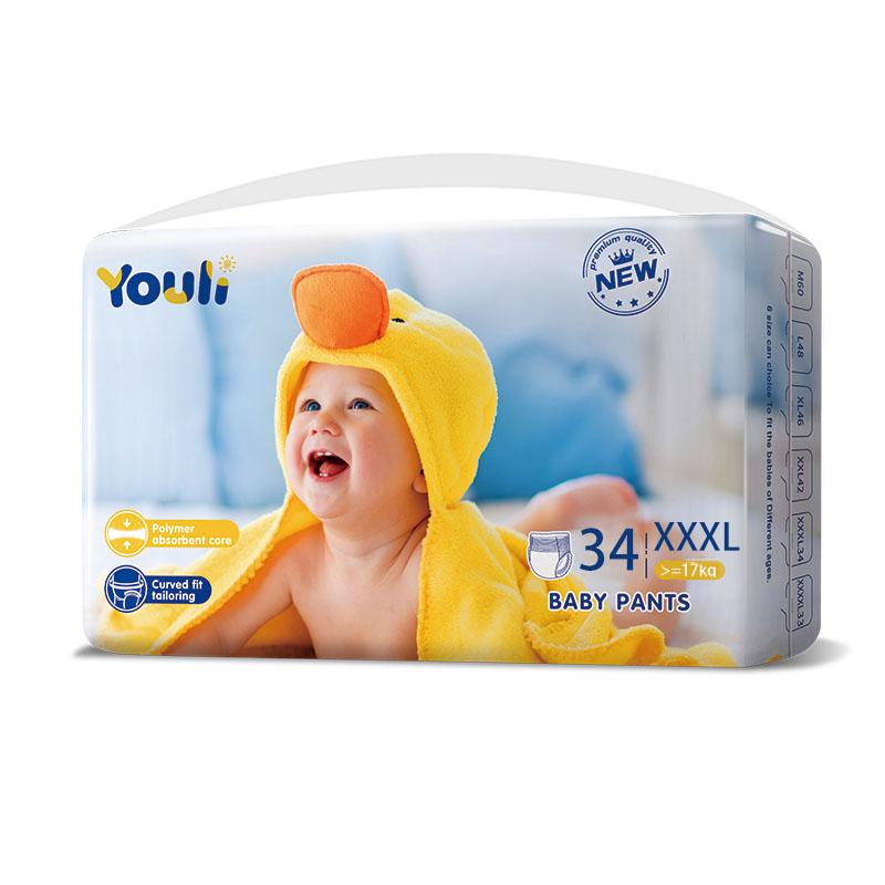 YOULI Premium Diapers Upgrade Version - M (60 Pcs)/L (48 Pcs)/XL (46 Pcs)/XXL (42 Pcs)/XXXL (34 Pcs)/XXXXL (33 Pcs)