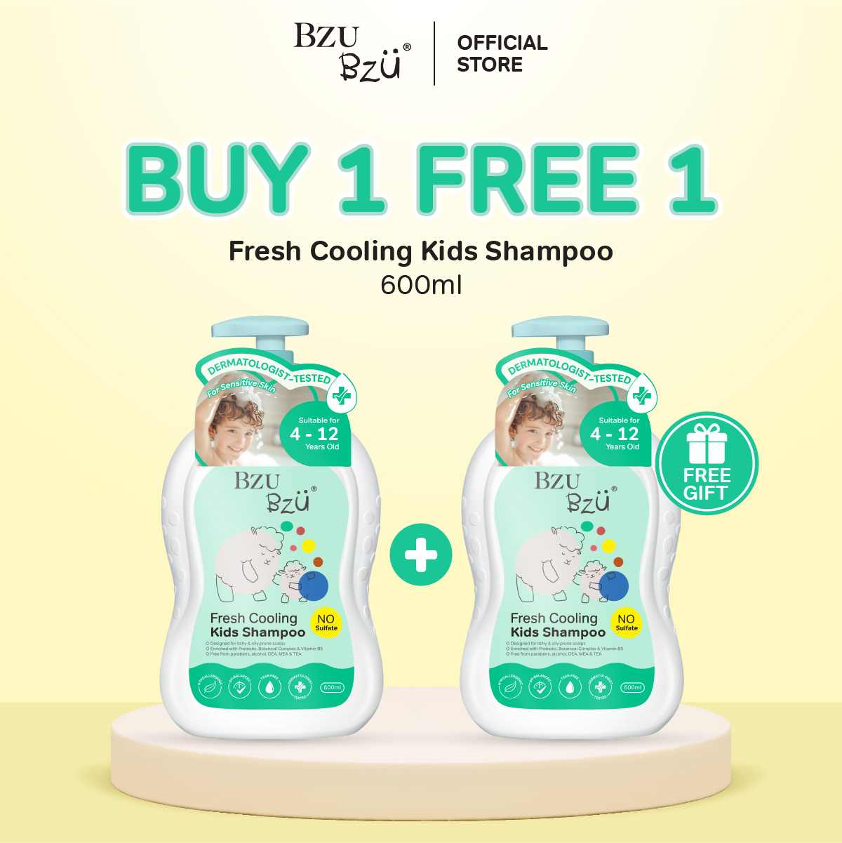 [Buy 1 Free 1] BZU BZU Fresh Cooling Kids Shampoo (600ml)