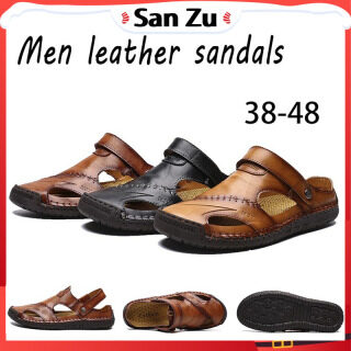 [San Zu] 38-48 Giày khâu tay nam mùa hè Da rỗng Dép thông thường thumbnail
