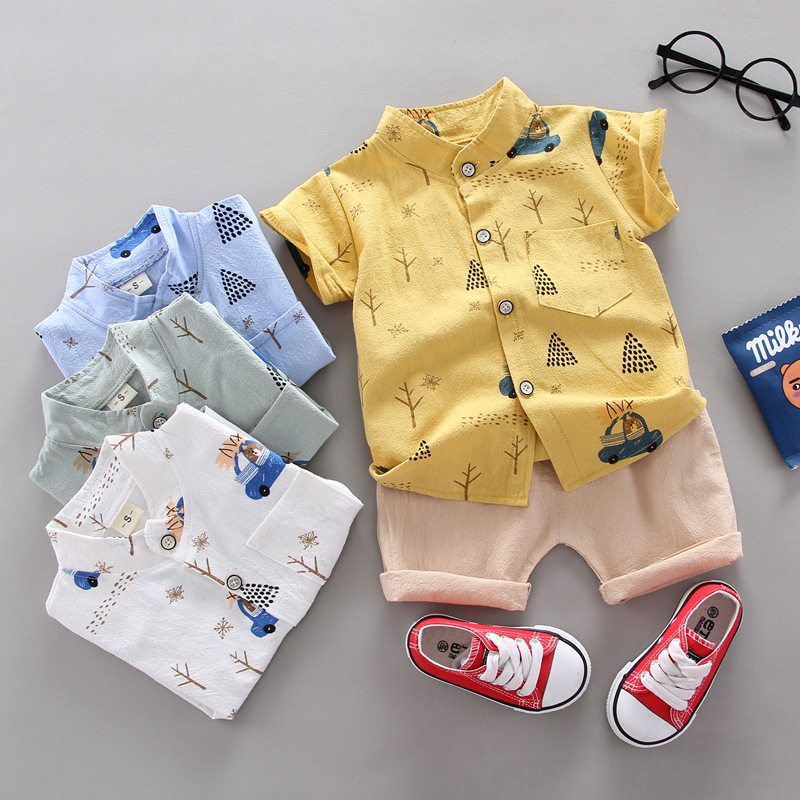 DIIMUU Trẻ mới biết đi Quần áo trẻ em Bé trai Bộ Quần áo Trẻ em Quần áo Quần short cotton
