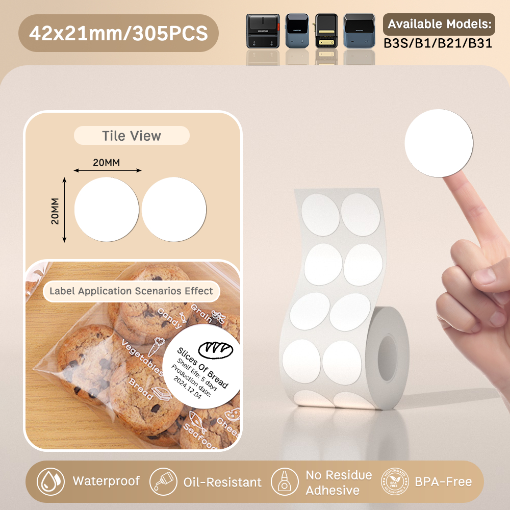 NIIMBOT B21/B1/B3S White Thermal Label Sticker Paper Clothing Tag Commodity Price Food Self-Adhesive