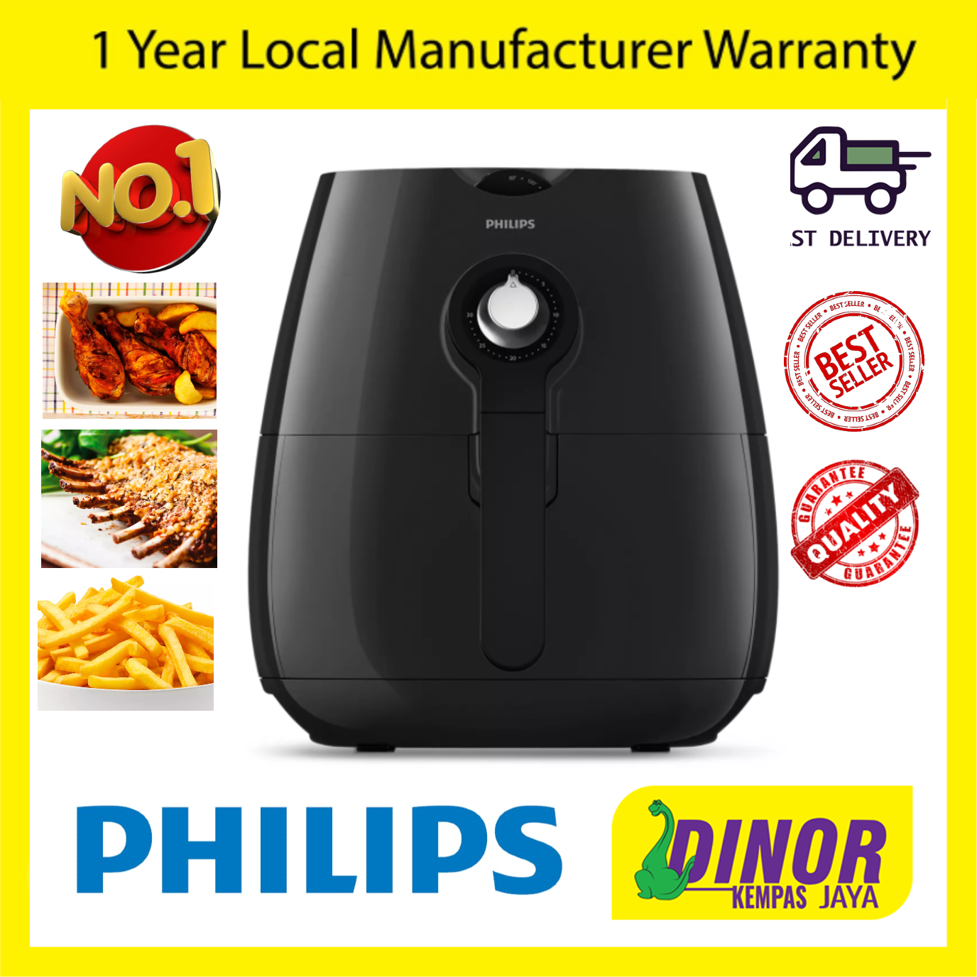 Philips Daily Collection Airfryer HD9218/51 / HD9218 Air Fryer Black ...