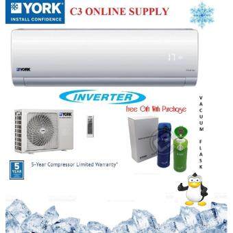 York 1HP Inverter Aircond - YMW5J10AAS-W /YSL5J10AAS (R410A) with Vacuum Flask Set