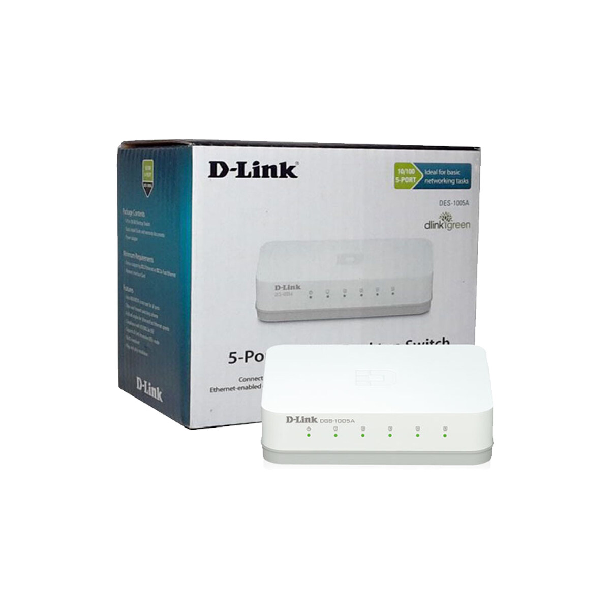 D-Link DES-1005C/DES-1005A 5-Port Fast Ethernet Desktop Switch In Plastic Casing