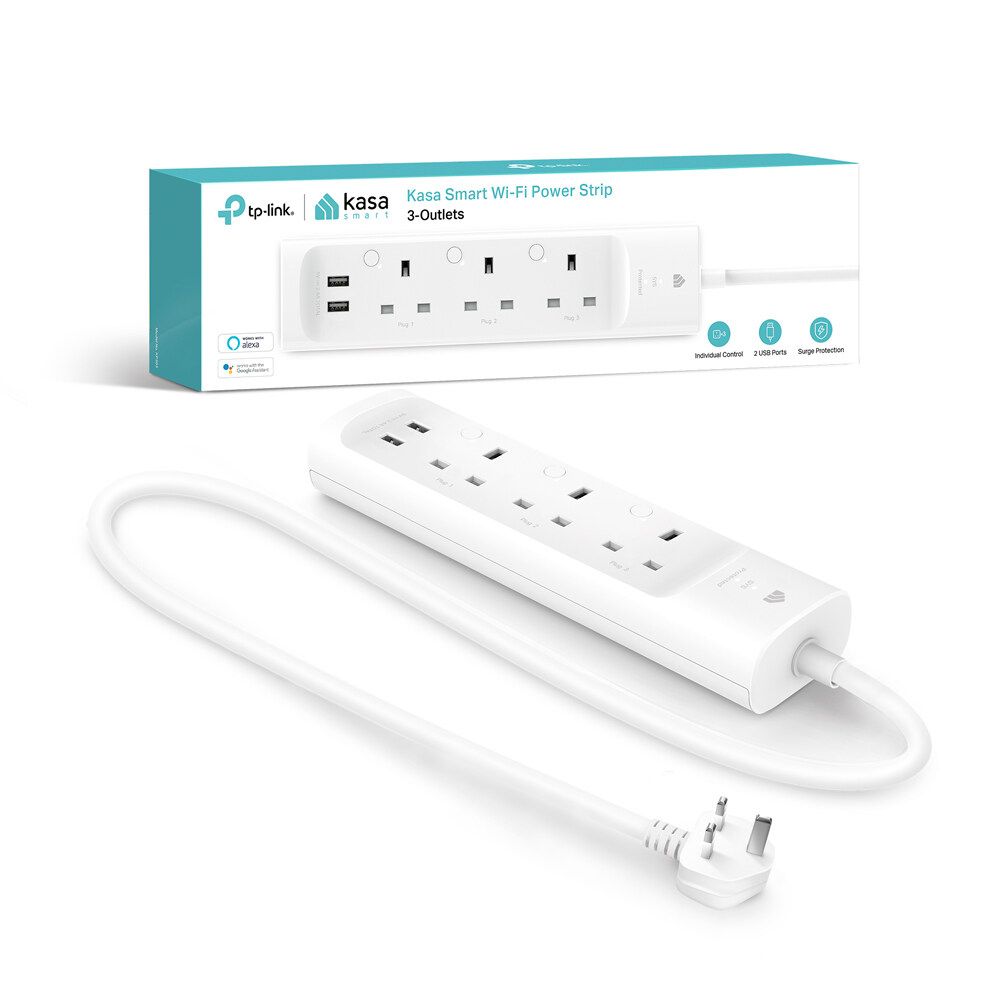 TP-Link KP303 Smart Wi-Fi Power Strip,with 3 ETL surge protection smart outlets and 2 always-on USB ports- 0.8 Meter, Smart Home, Google Assistant and Alexa supported