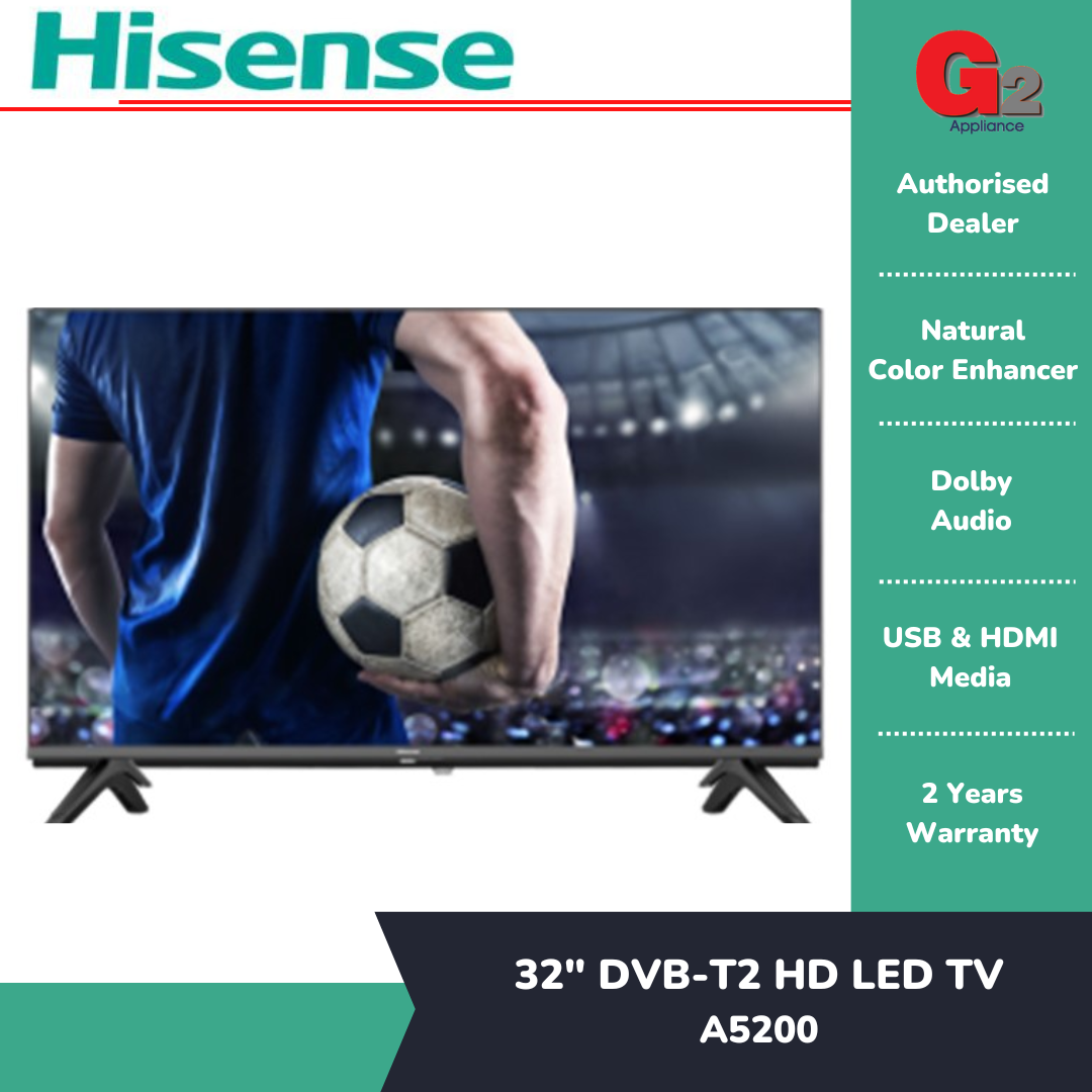 Hisense 32 Inch DVB-T2 HD LED TV 32A5200-HISENSE WARRANTY MALAYSIA
