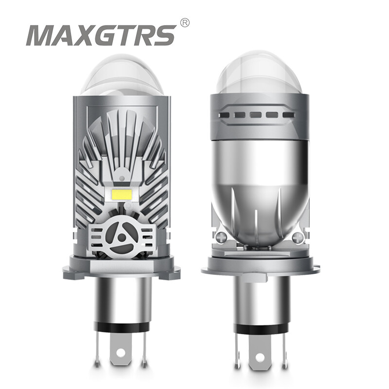 Maxgtrs dual lens h4 led headlight mini projector lens led automobile headlight hi/low beam light 55w 12000lm plug& play