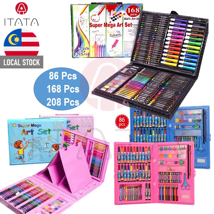 LazChoice [86/ 150/ 168 /208 Pcs] Kids Drawing Art Set Painting Pen Colour Pencils with Case Marker Art Supplies