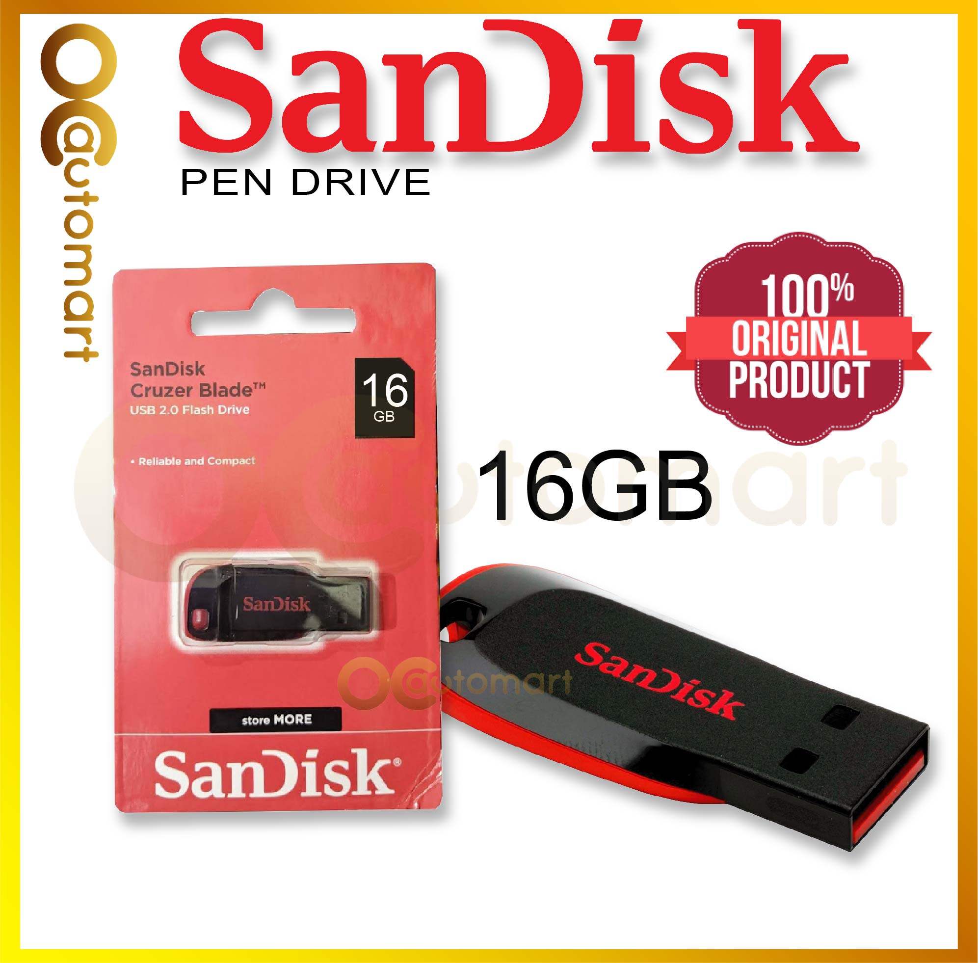 SanDisk Cruzer Blade CZ50 USB 2.0 Flash Drive Pendrive (16GB/32GB/64GB/128GB)