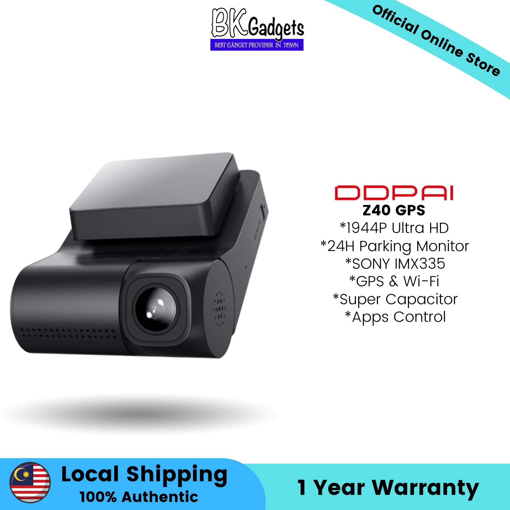 DDPai Dash Cam Z40 GPS - 1944P Ultra HD | 24H Parking Monitor | GPS & Wi-Fi