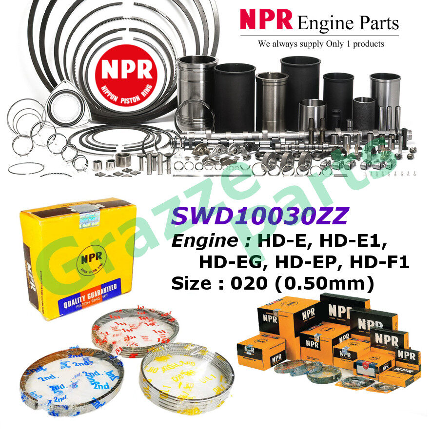 NPR Piston Ring Set 020 (0.50mm) SWD10030ZZ for Perodua Rusa 1.6 Daihatsu Hijet S89 1.6 HD (76.0mm)