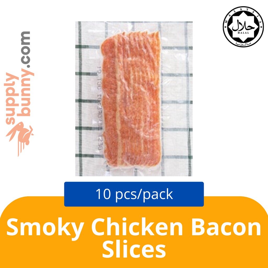 Smoky Chicken Bacon Slice (10 pcs) 鸡肉培根 Lox Malaysia Frozen Chicken Slice Bacon Ayam