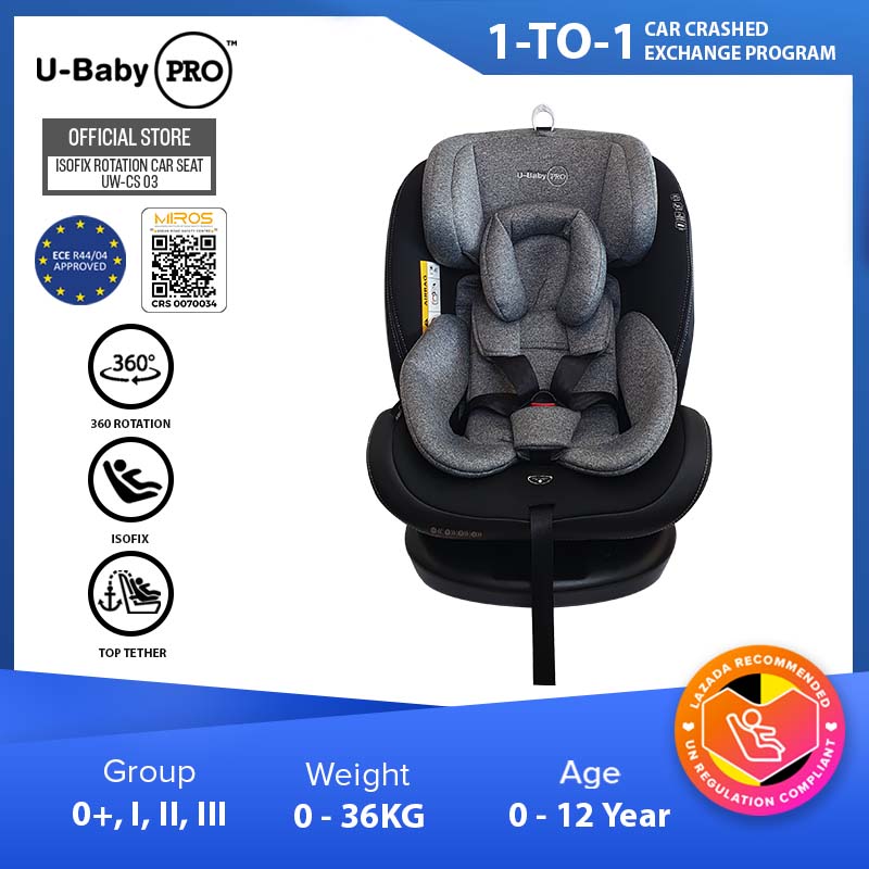 U-Baby PRO CS03 NEPTUNE ISOFIX Car Seat(0-12 years) 360 ROTATION