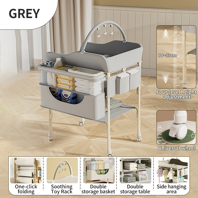 【Fast Delivery】Diapers Changing Table Adjustable Height With Wheel Lightweight Foldable Baby ChangingTable 尿布台